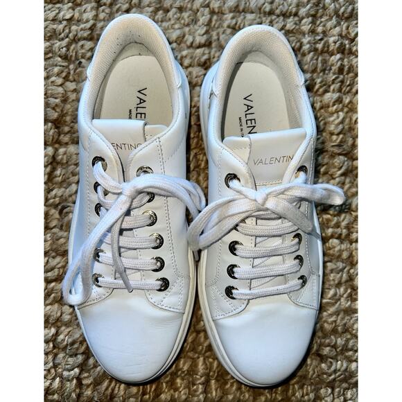 Valentino Sneaker Men 7.5 Women 9.5 White Leather Made In Italy Low Top Designer main image 8